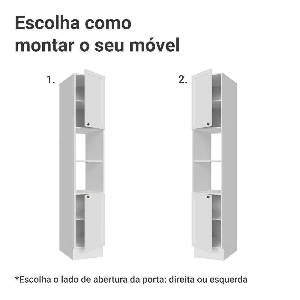 Paneleiro 40 cm 2 Portas e 2 Nichos Branco Vik Madesa - Image 4