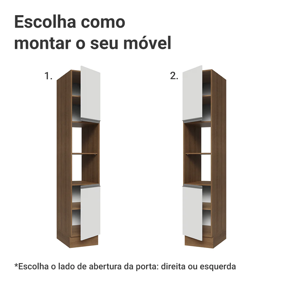 Paneleiro 40 cm 2 Portas e 2 Nichos Rustic/Branco Glamy Madesa - Image 4