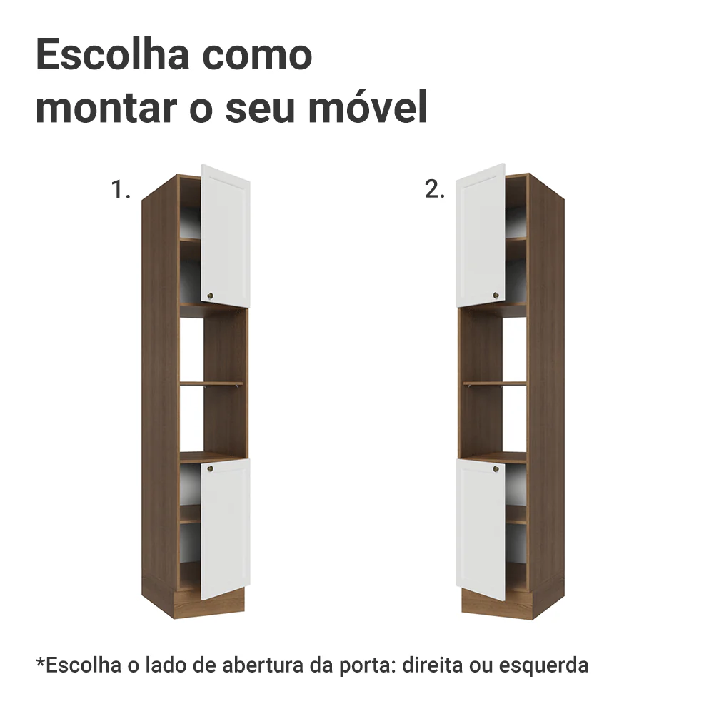 Paneleiro 40 cm 2 Portas e 2 Nichos Rustic/Branco Vik Madesa - Image 4
