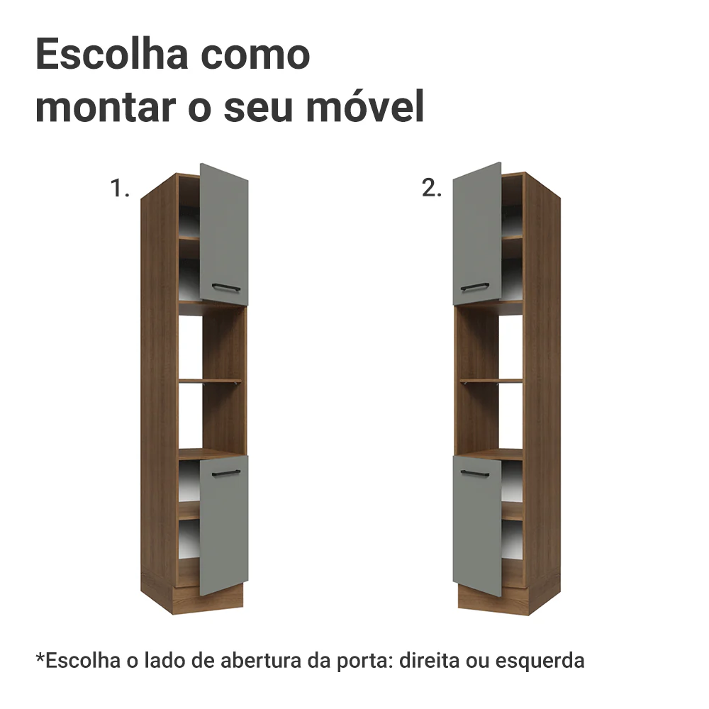 Paneleiro 40 cm 2 Portas e 2 Nichos Rustic/Cinza Agata Madesa - Image 4