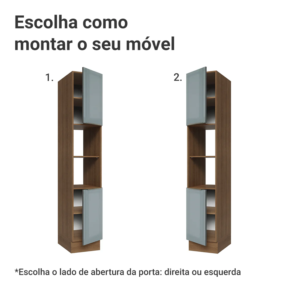 Paneleiro 40 cm 2 Portas e 2 Nichos Rustic/Cinza Lux Madesa - Image 4