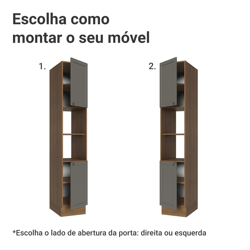 Paneleiro 40 cm 2 Portas e 2 Nichos Rustic/Cinza Vik Madesa - Image 4