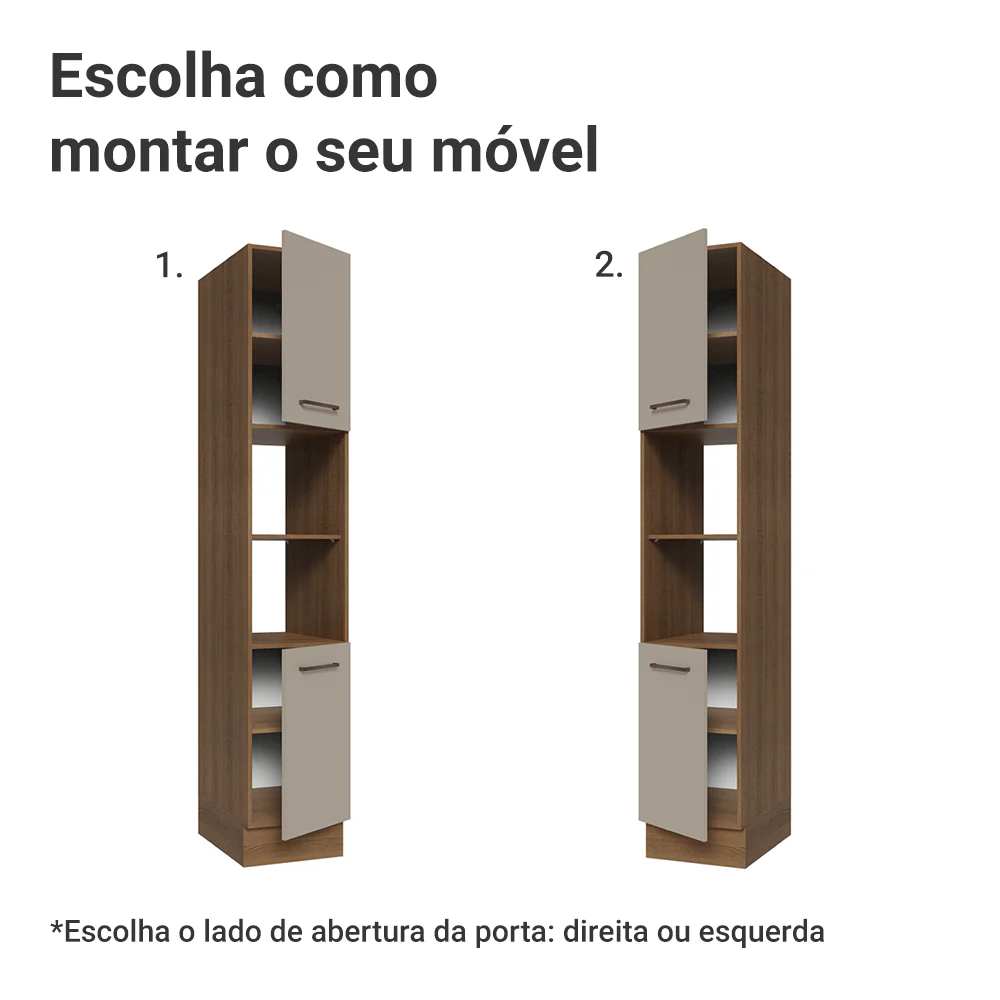 Paneleiro 40 cm 2 Portas e 2 Nichos Rustic/Crema Agata Madesa - Image 4