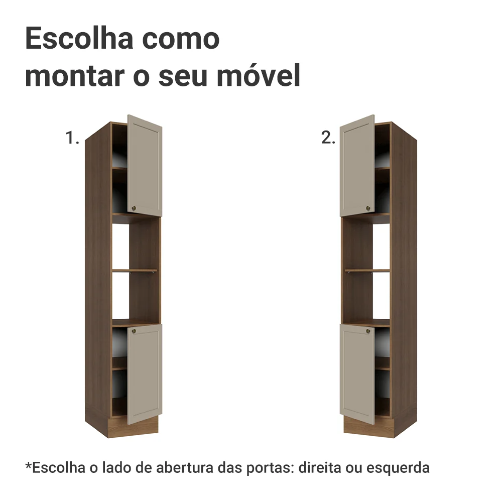 Paneleiro 40 cm 2 Portas e 2 Nichos Rustic/Crema Vik Madesa - Image 4