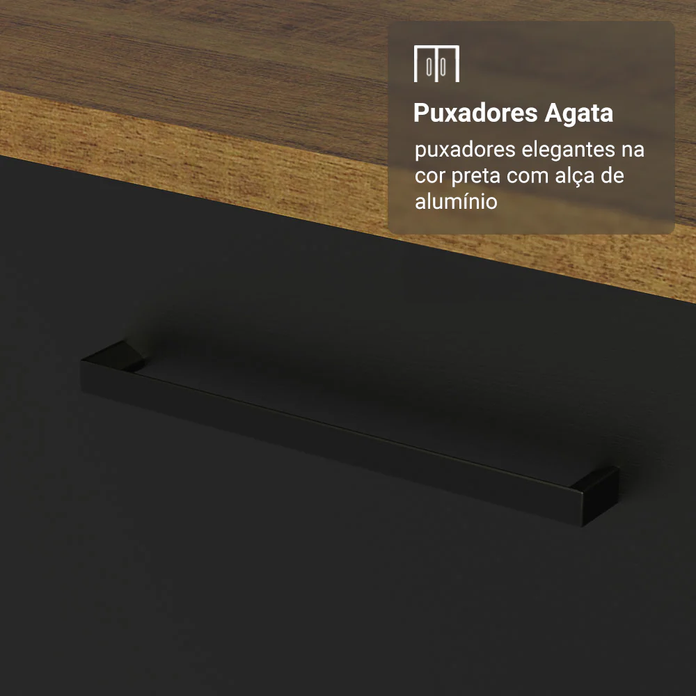 Paneleiro 40 cm 2 Portas e 2 Nichos Rustic/Preto Agata Madesa - Image 7