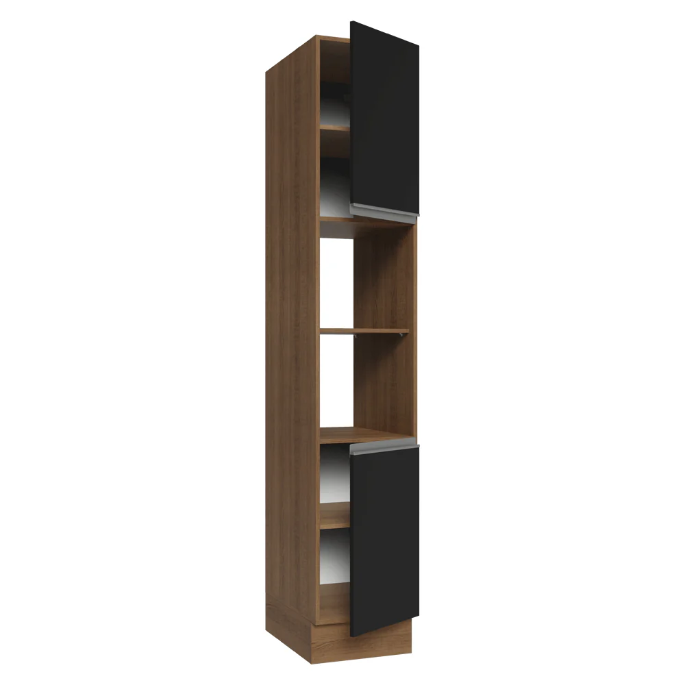 Paneleiro 40 cm 2 Portas e 2 Nichos Rustic/Preto Glamy Madesa - Image 6