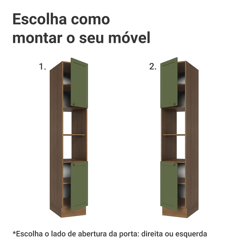 Paneleiro 40 cm 2 Portas e 2 Nichos Rustic/Verde Vik Madesa - Image 4