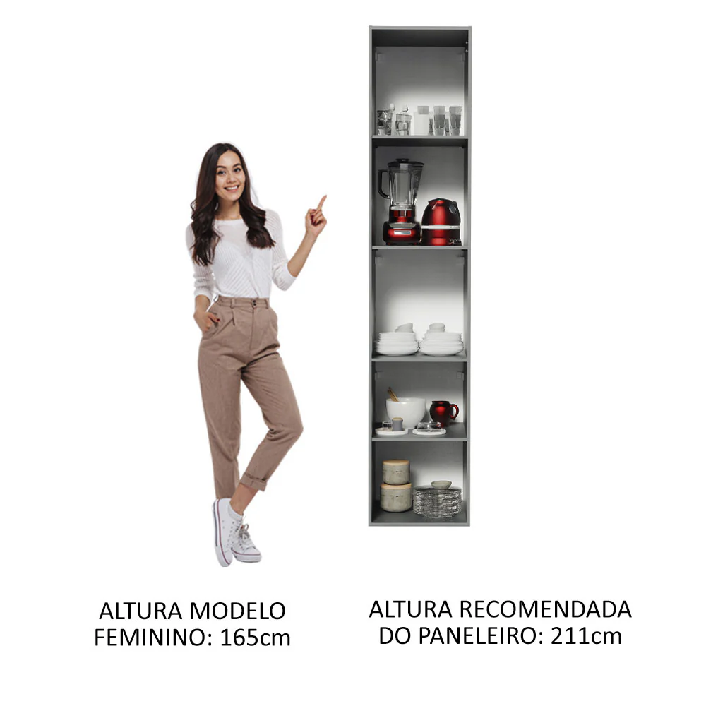 Paneleiro 40 cm 2 Portas Suspenso Cinza Nice Madesa - Image 3