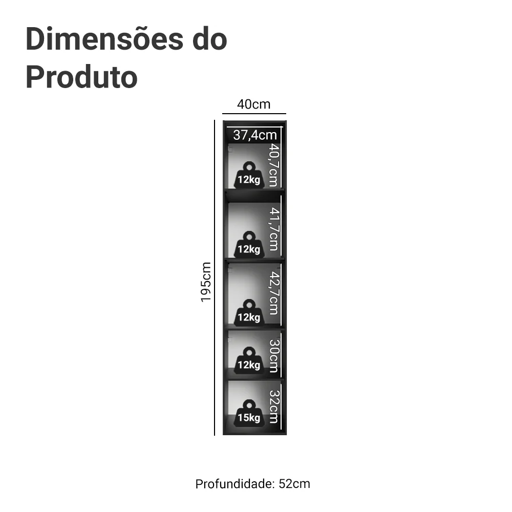 Paneleiro 40 cm 2 Portas Suspenso Preto Nice Madesa - Image 2