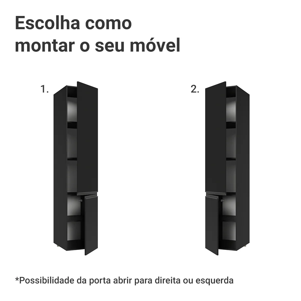 Paneleiro 40 cm 2 Portas Suspenso Preto Nice Madesa - Image 4