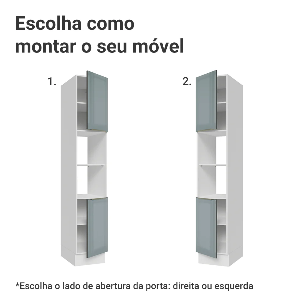 Paneleiro 40 x 60 cm 2 Portas e 2 Nichos Branco/Cinza Lux Madesa - Image 4