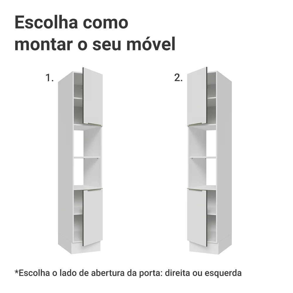 Paneleiro 40 x 60 cm 2 Portas e 2 Nichos Branco Veludo Lux Madesa - Image 4