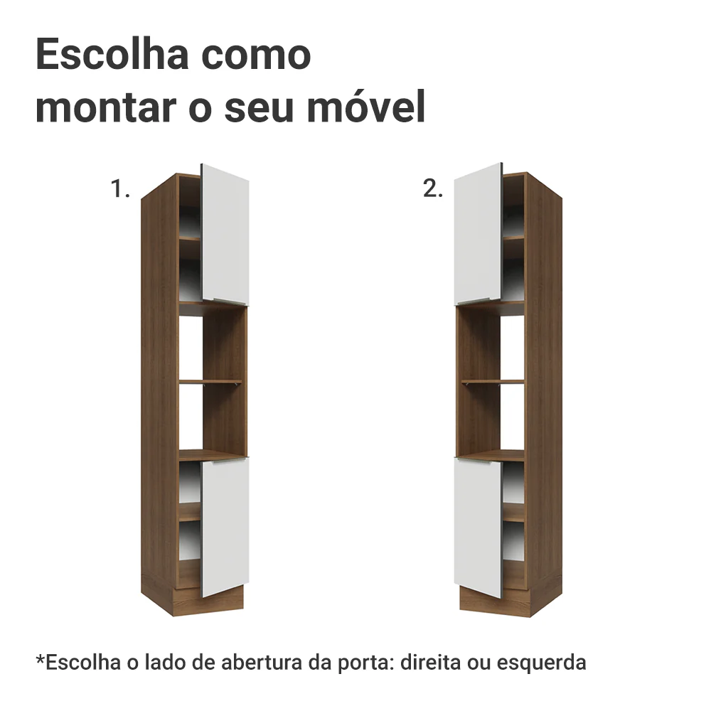 Paneleiro 40 x 60 cm 2 Portas e 2 Nichos Rustic/Branco Veludo Lux Madesa - Image 4