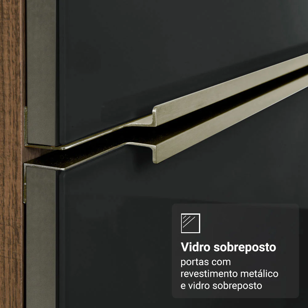 Paneleiro 40 x 60 cm 2 Portas e 2 Nichos Rustic/Preto Lux Madesa - Image 6