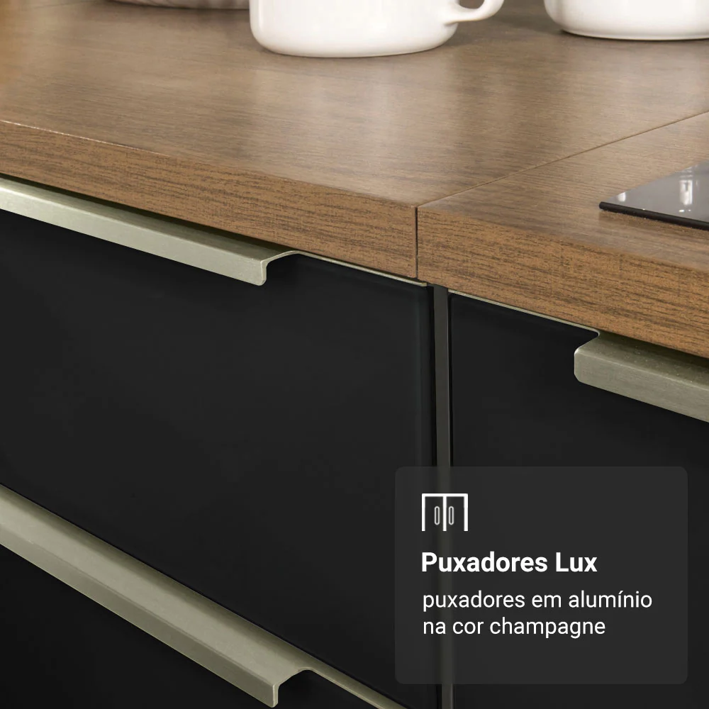 Paneleiro 40 x 60 cm 2 Portas e 2 Nichos Rustic/Preto Lux Madesa - Image 7