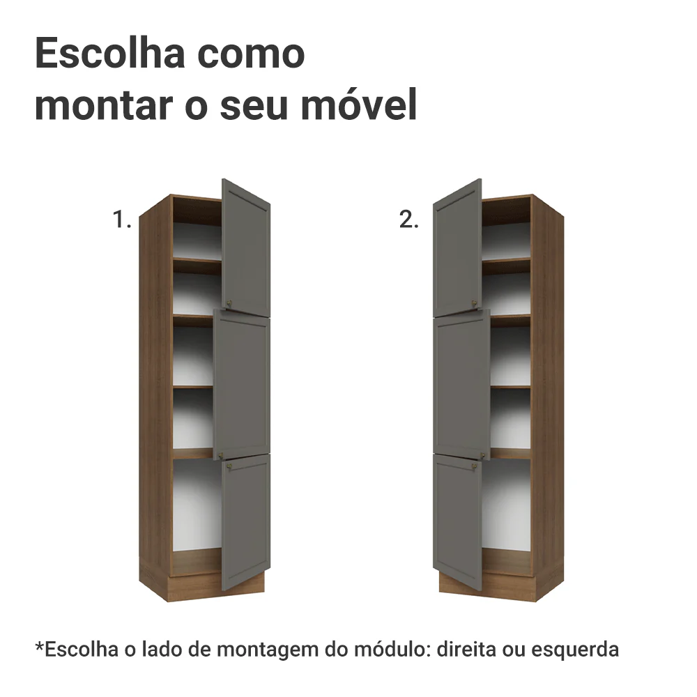 Paneleiro 60 x 60 cm 3 Portas Rustic/Cinza Vik Madesa - Image 4