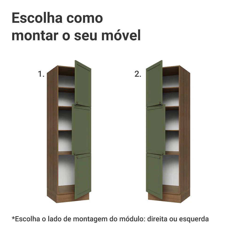 Paneleiro 60 x 60 cm 3 Portas Rustic/Verde Vik Madesa - Image 4