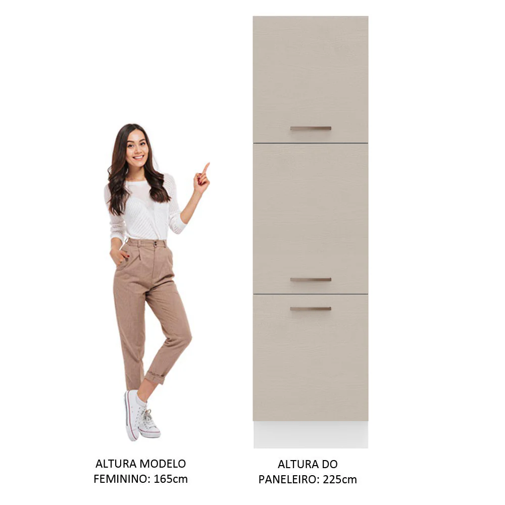 Paneleiro 60 cm 3 Portas Branco/Crema Agata Madesa - Image 5