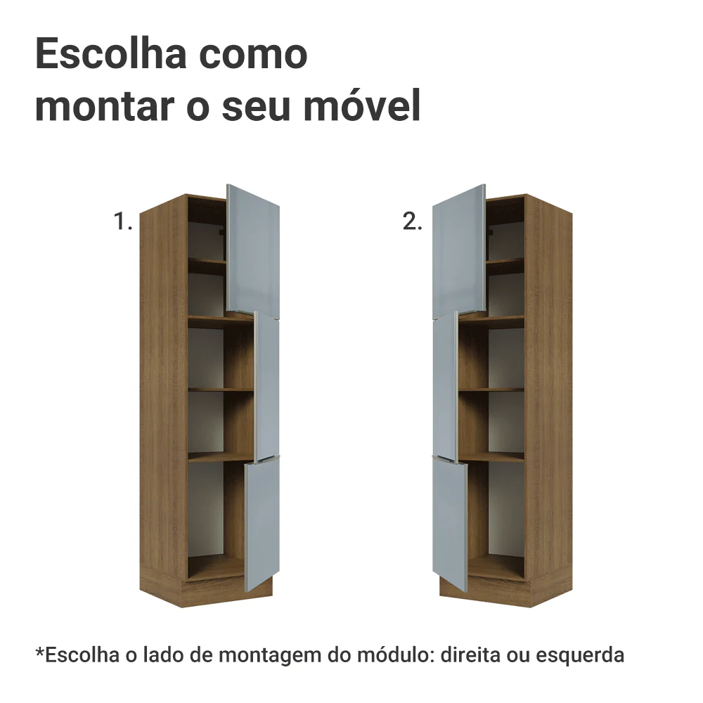 Paneleiro 60 cm 3 Portas Rustic/Cinza Lux Madesa - Image 4