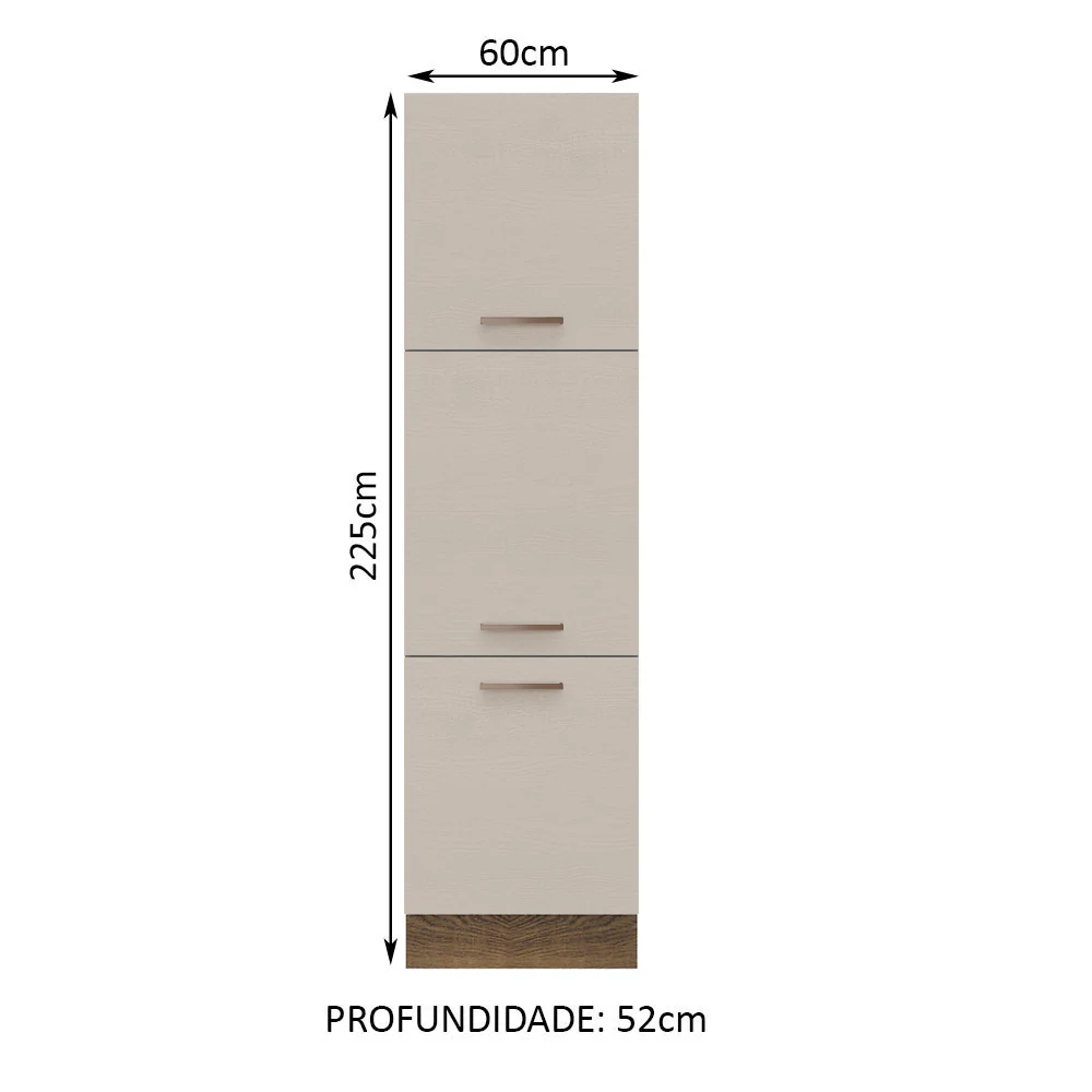 Paneleiro 60 cm 3 Portas Rustic/Crema Agata Madesa - Image 2
