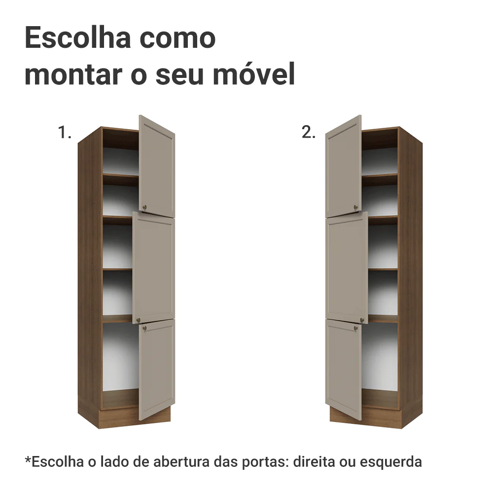 Paneleiro 60 cm 3 Portas Rustic/Crema Vik Madesa - Image 4