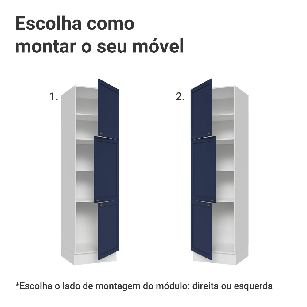 Paneleiro 60 cm 3 Portas Branco/Azul Vik Madesa - Image 4