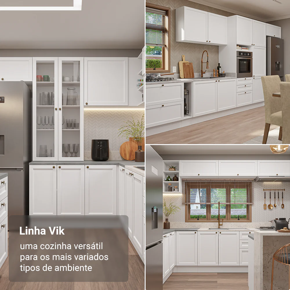 Paneleiro 60 cm 3 Portas Branco Vik Madesa - Image 6
