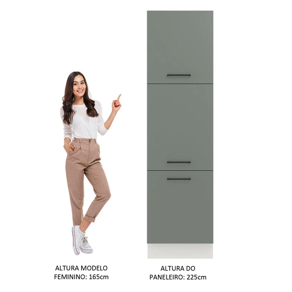 Paneleiro Madesa Agata 60 cm 3 Portas Branco/Cinza - Image 5