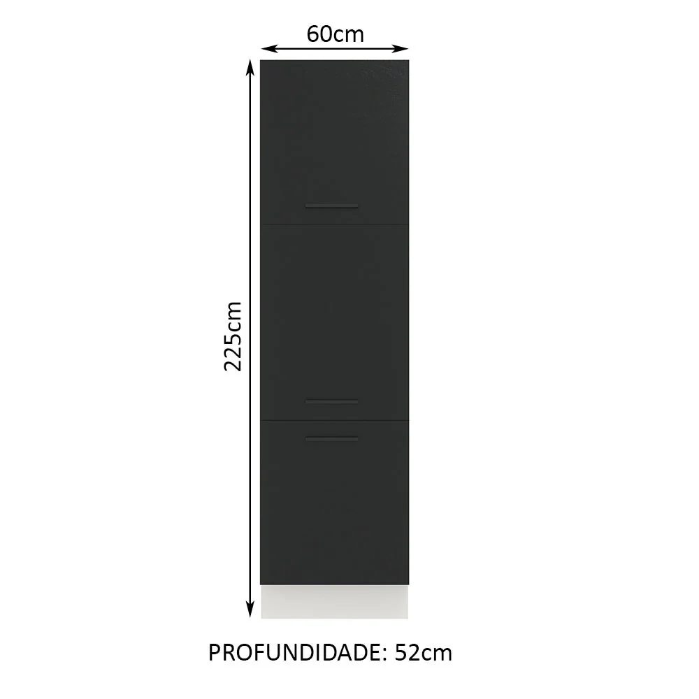 Paneleiro Madesa Agata 60 cm 3 Portas Branco/Preto - Image 2