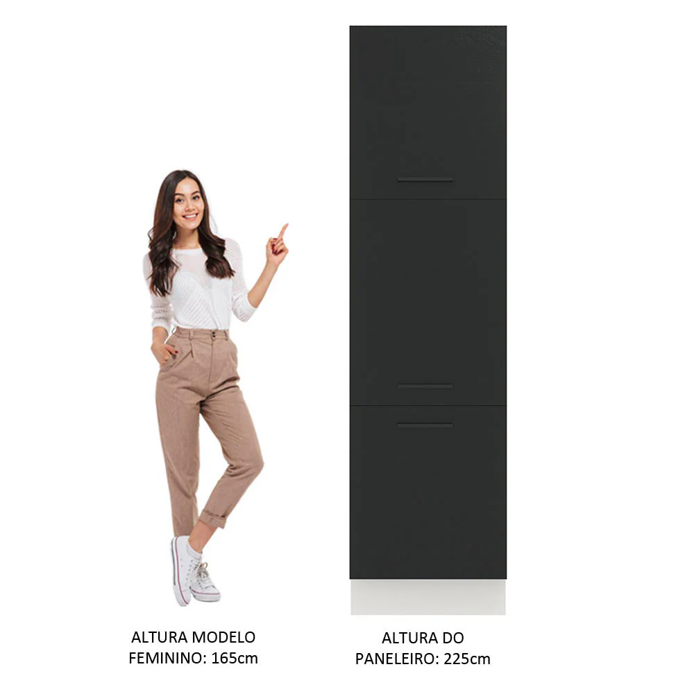 Paneleiro Madesa Agata 60 cm 3 Portas Branco/Preto - Image 5