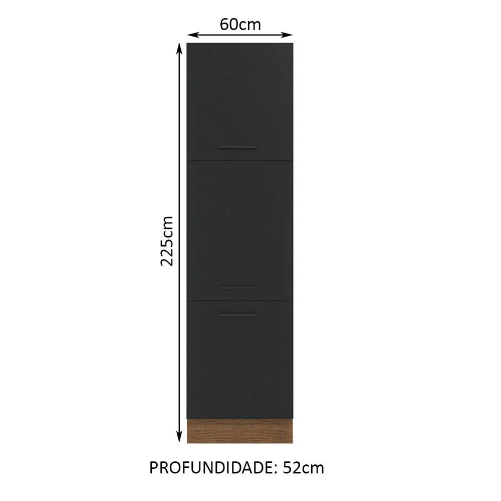 Paneleiro Madesa Agata 60 cm 3 Portas Rustic/Preto - Image 2