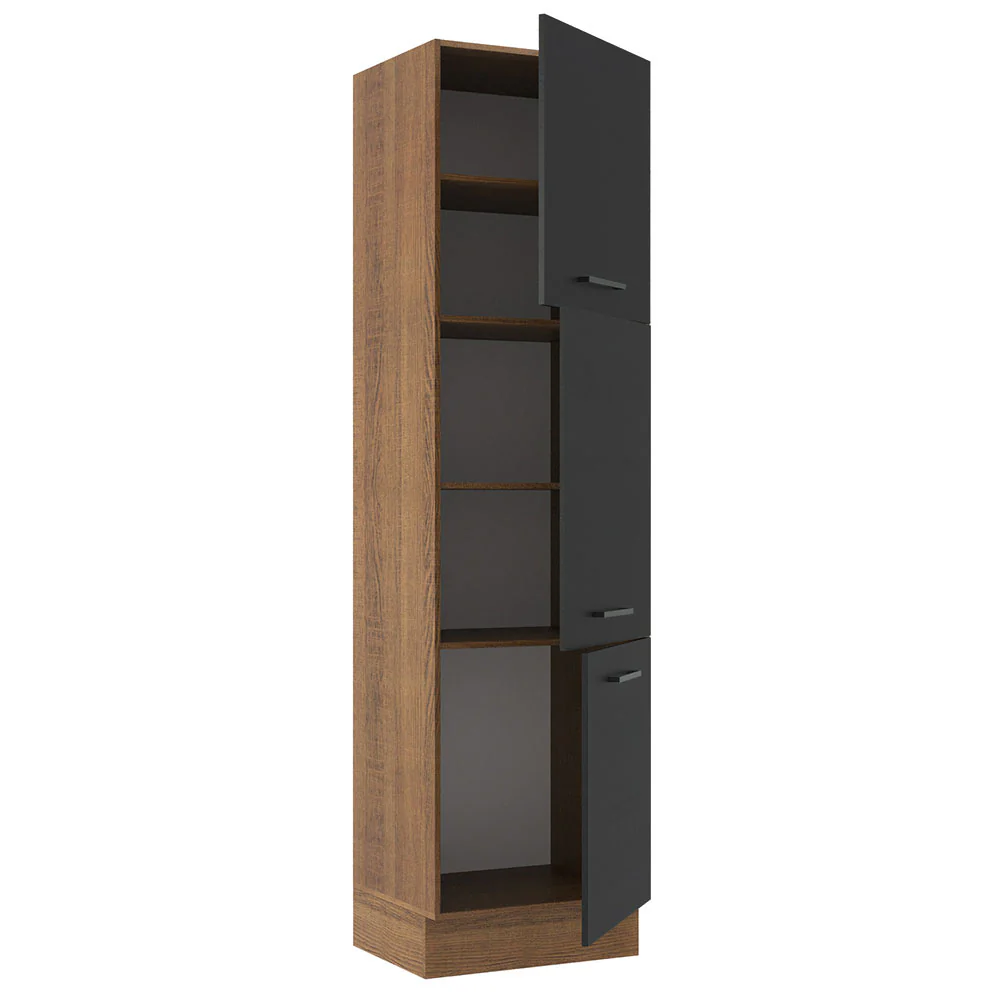 Paneleiro Madesa Agata 60 cm 3 Portas Rustic/Preto - Image 4
