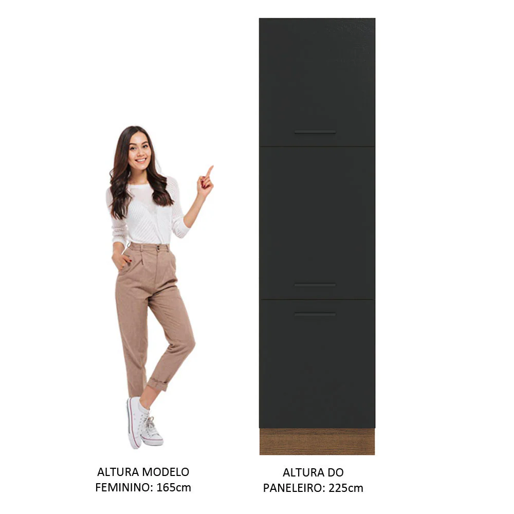 Paneleiro Madesa Agata 60 cm 3 Portas Rustic/Preto - Image 5