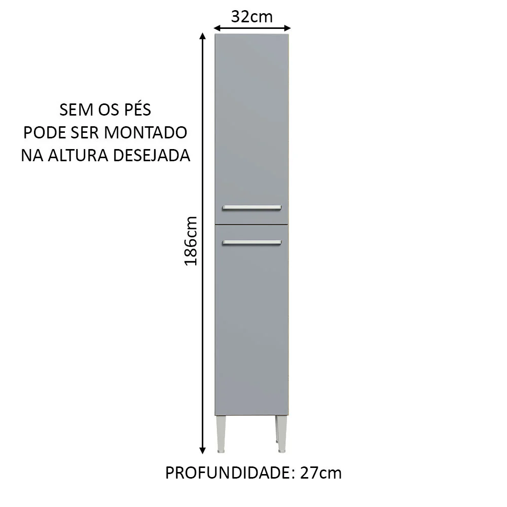 Paneleiro Madesa Emilly 2 Portas Rustic/Cinza - Image 2