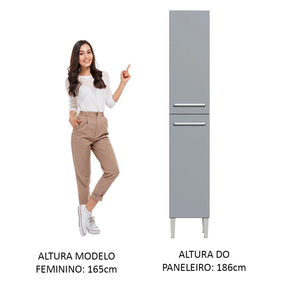 Paneleiro Madesa Emilly 2 Portas Rustic/Cinza - Image 4