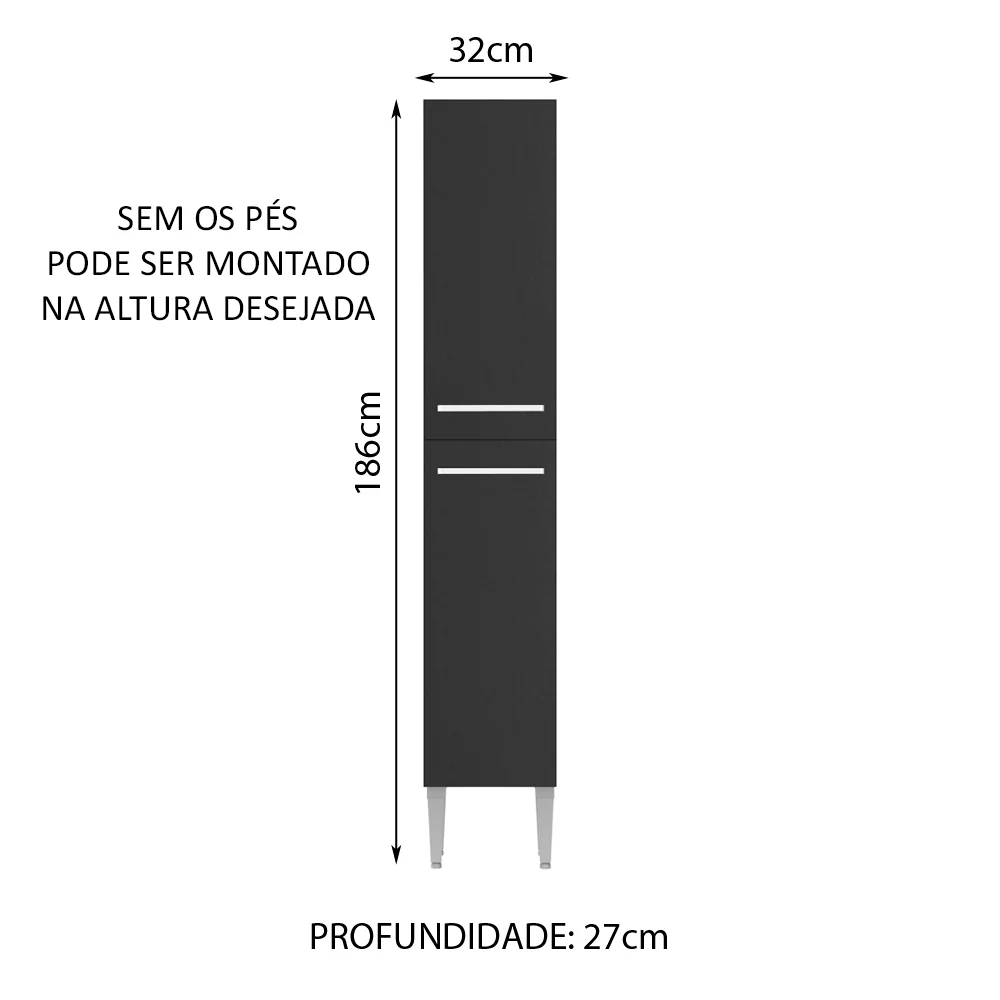 Paneleiro Madesa Emilly 2 Portas Rustic/Preto - Image 2