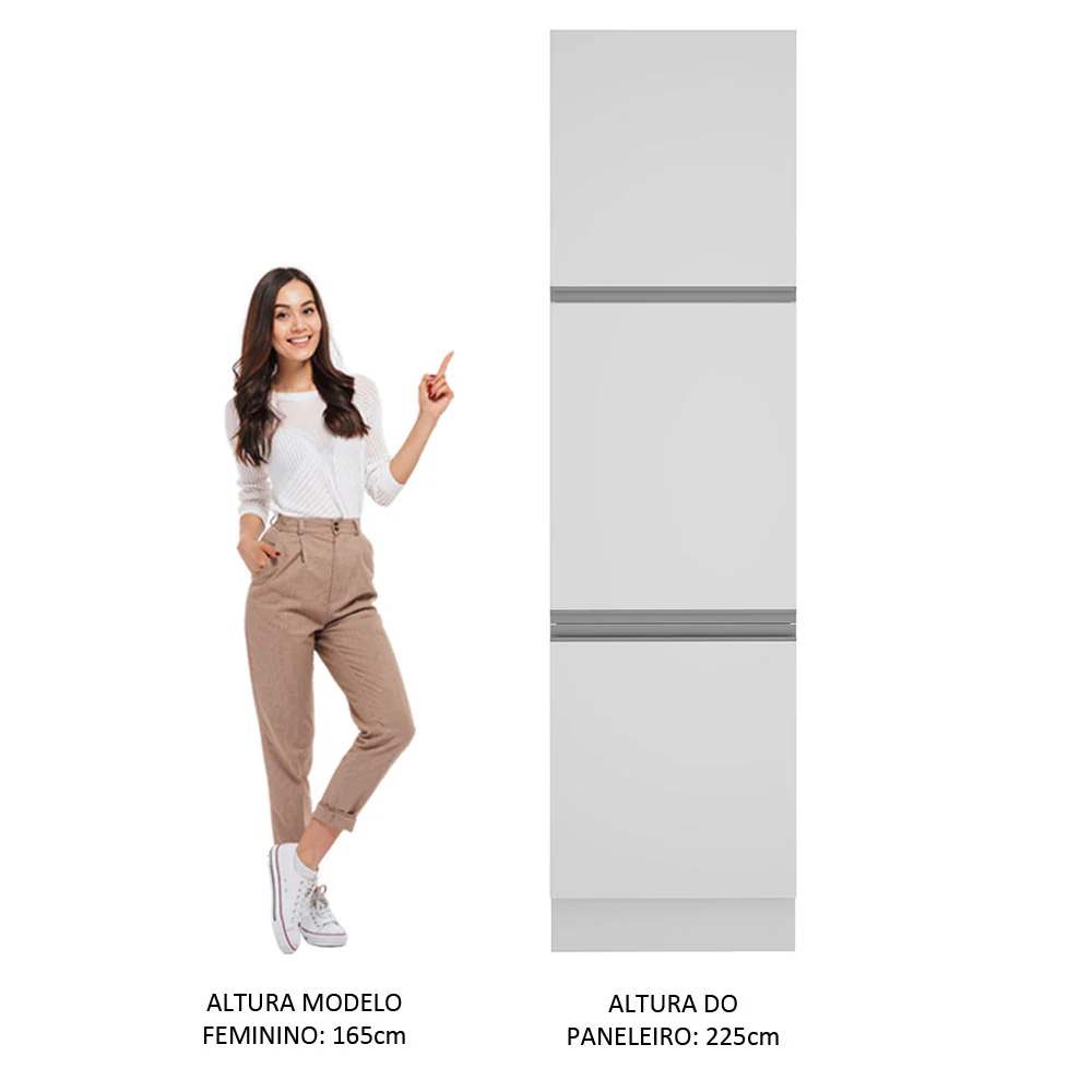 Paneleiro Madesa Glamy 60 cm 3 Portas Branco - Image 5