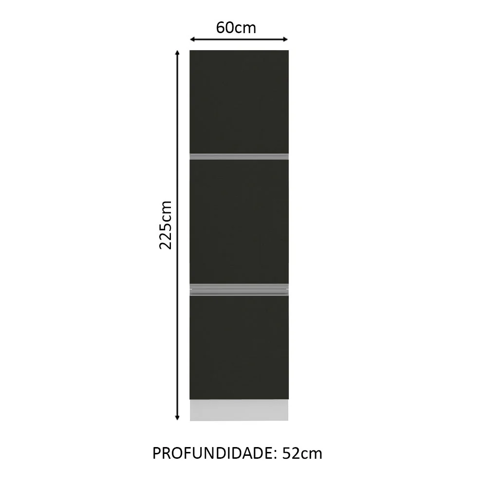 Paneleiro Madesa Glamy 60 cm 3 Portas Branco/Preto - Image 2