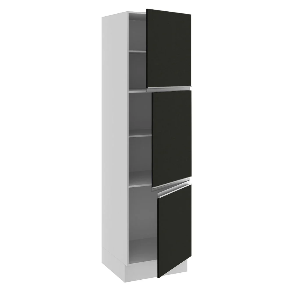 Paneleiro Madesa Glamy 60 cm 3 Portas Branco/Preto - Image 4