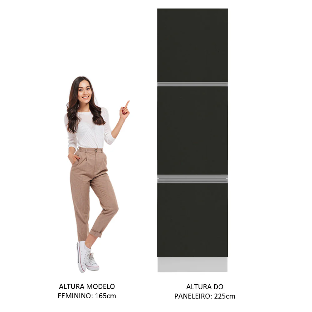 Paneleiro Madesa Glamy 60 cm 3 Portas Branco/Preto - Image 5