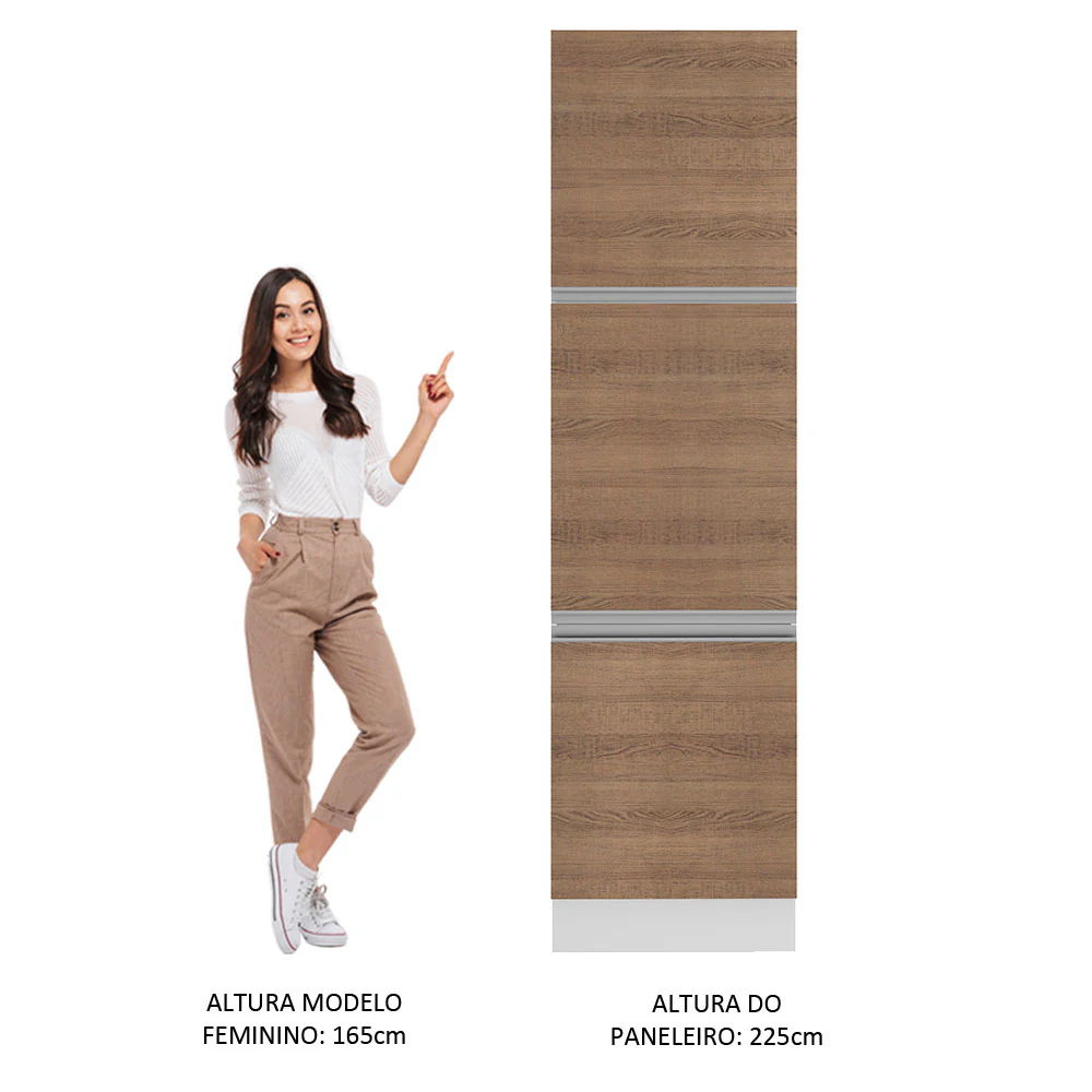 Paneleiro Madesa Glamy 60 cm 3 Portas Branco/Rustic - Image 5
