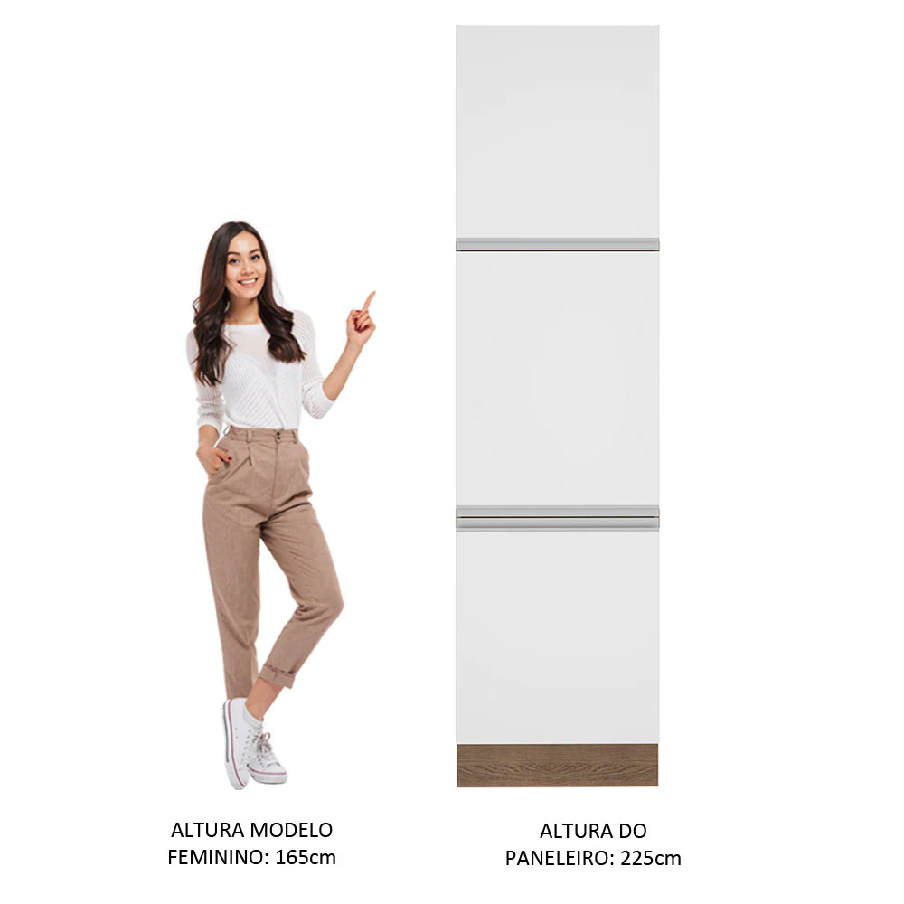 Paneleiro Madesa Glamy 60 cm 3 Portas Rustic/Branco - Image 5