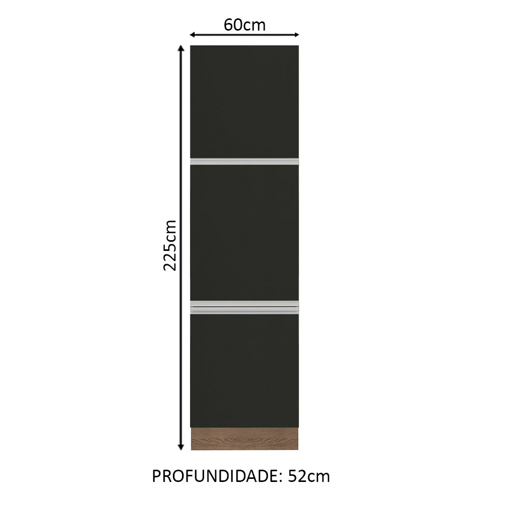 Paneleiro Madesa Glamy 60 cm 3 Portas Rustic/Preto - Image 2