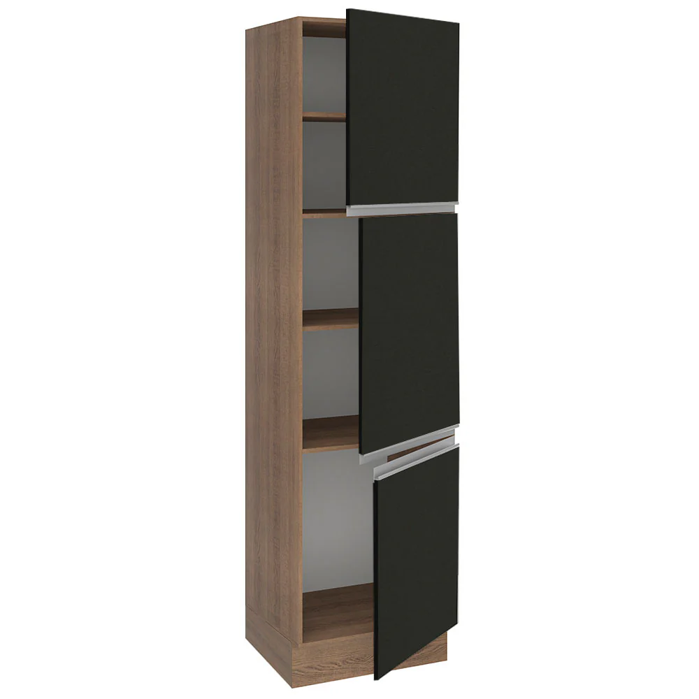 Paneleiro Madesa Glamy 60 cm 3 Portas Rustic/Preto - Image 4