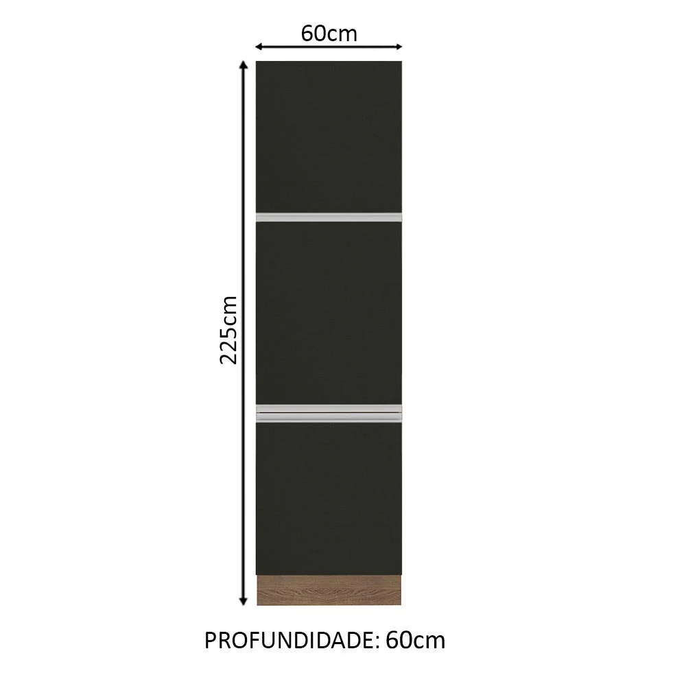 Paneleiro Madesa Glamy 60 x 60 cm 3 Portas Rustic/Preto - Image 2