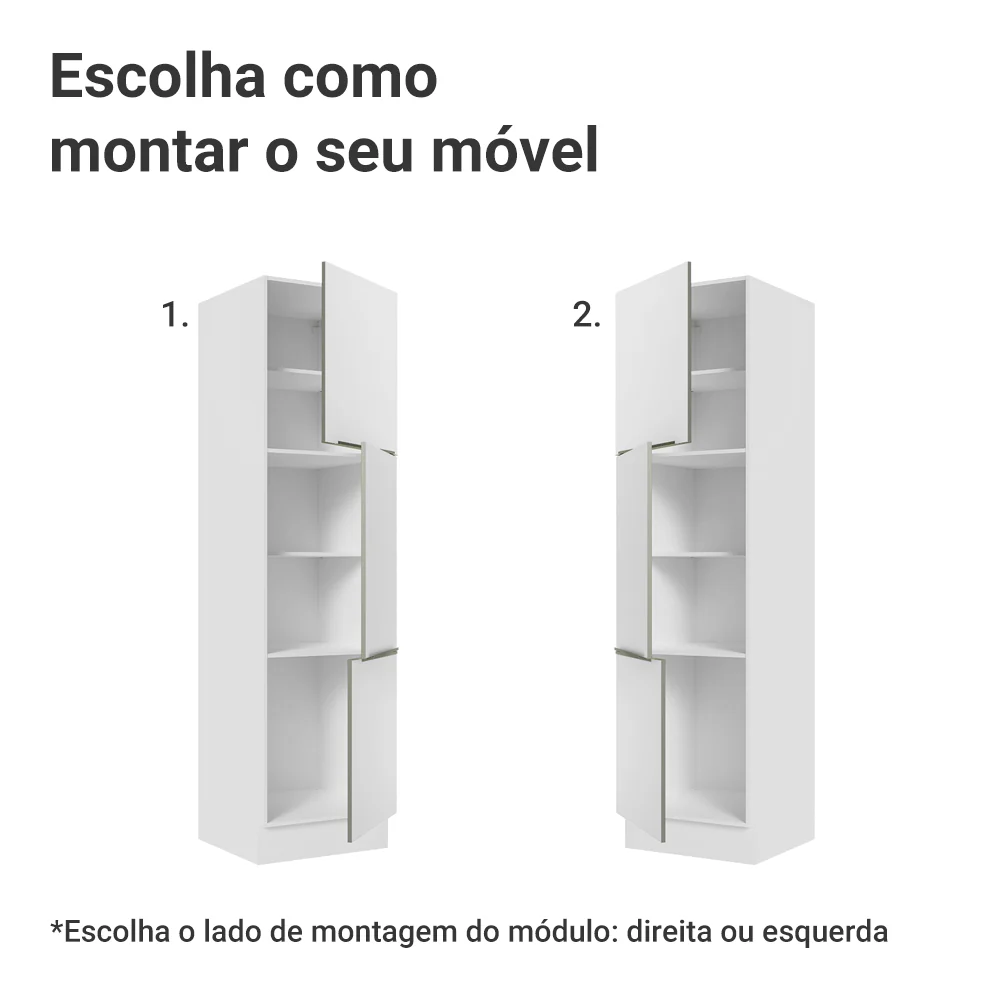 Paneleiro 60 x 60 cm 3 Portas Branco/Branco Veludo Lux Madesa - Image 5