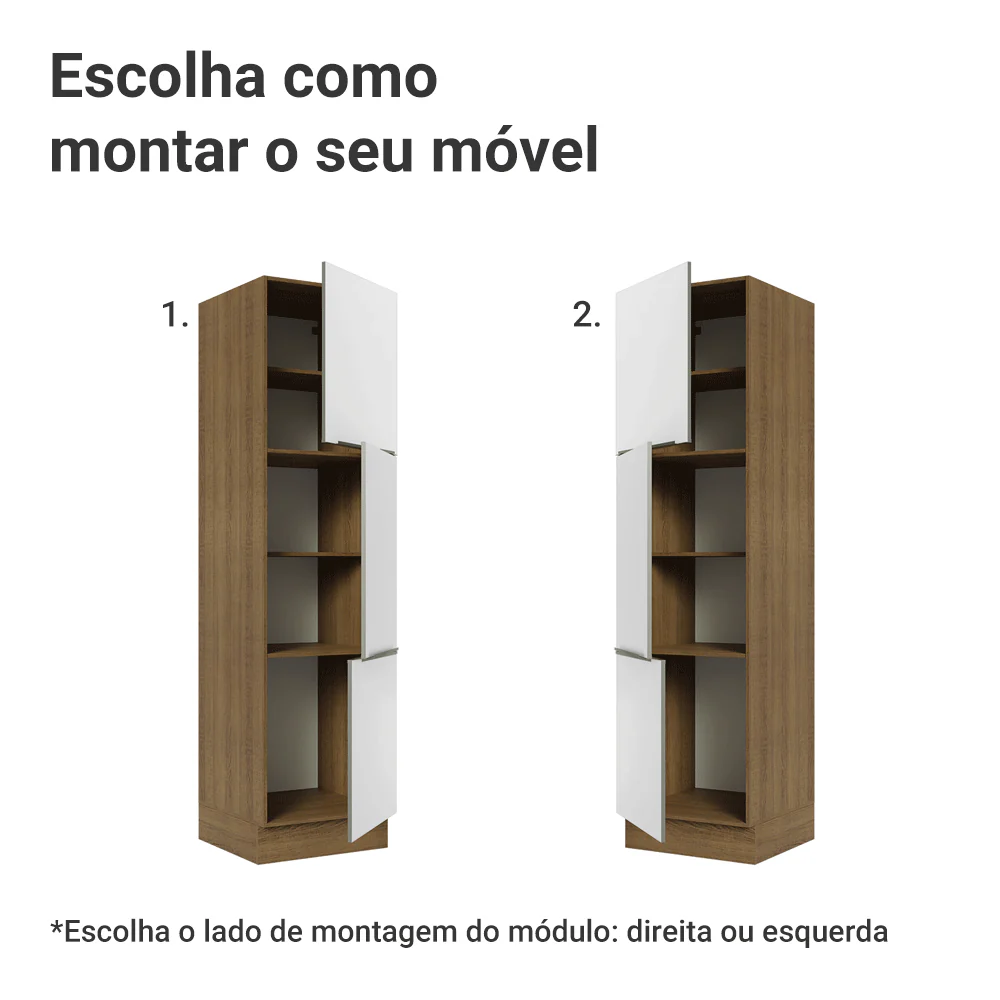 Paneleiro 60 x 60 cm 3 Portas Rustic/Branco Veludo Lux Madesa - Image 5