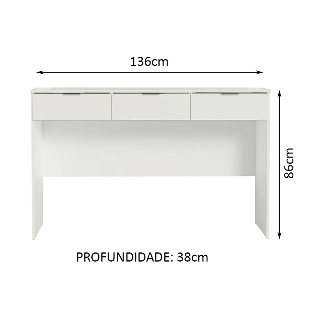 Penteadeira Madesa Camarim Carly com 3 Gavetas (Sem Painel) Branco - Image 3
