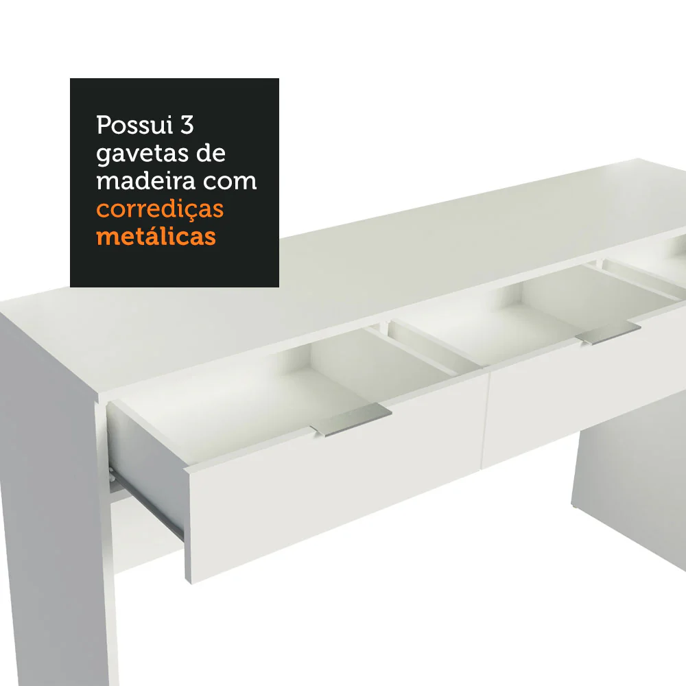 Penteadeira Madesa Camarim Carly com 3 Gavetas (Sem Painel) Branco - Image 7