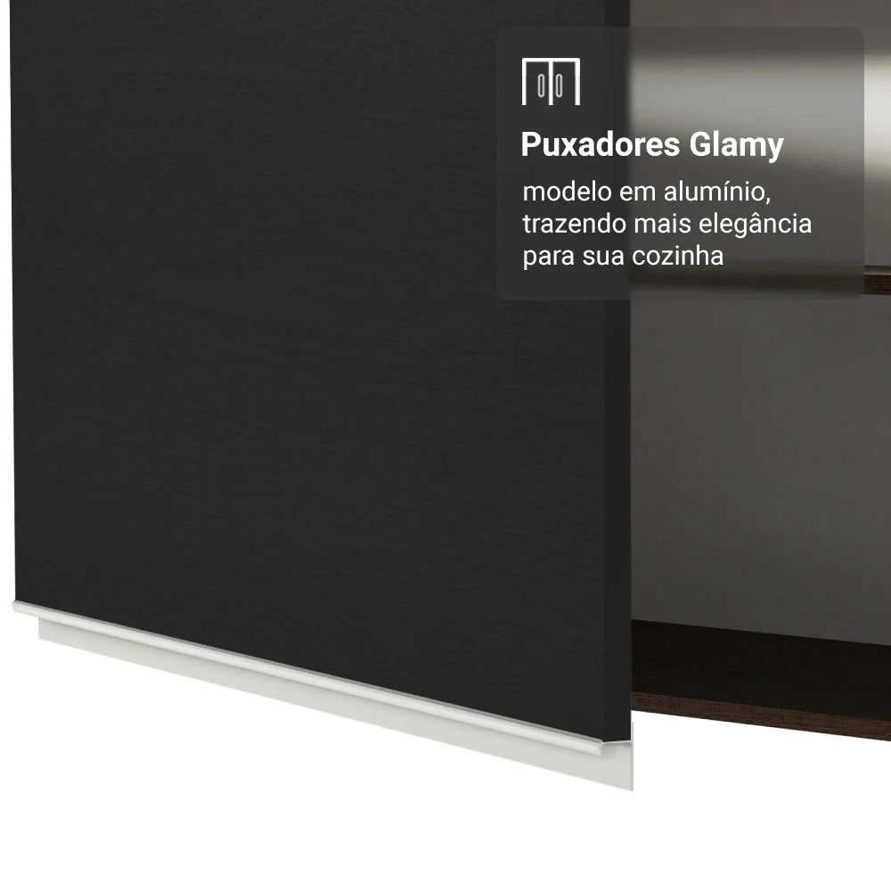 Porta-Geladeira 103 cm 1 Porta Basculante Preto/Rustic/Preto Glamy Madesa - Image 5